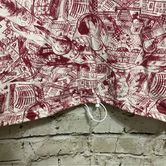 Harry Potter Hogwarts Sketch Red White Cinch Waist SweatShirt - Picture 5 of 7